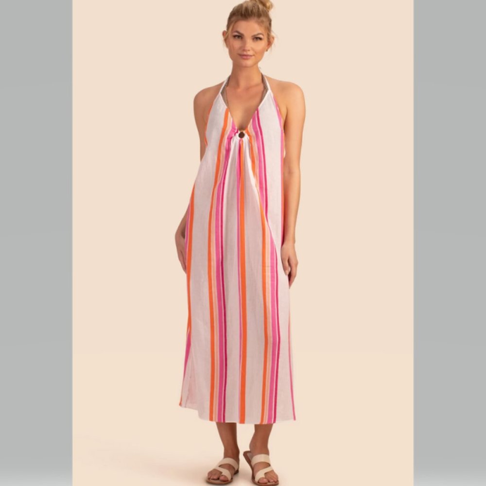 Trina Turk Sweet Stripe Halter Dress Cover Up NWT
